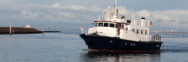 Außenaufnahme der MS Aegir auf dem Wasser